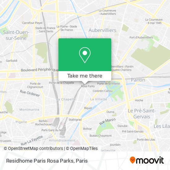 Mapa Residhome Paris Rosa Parks