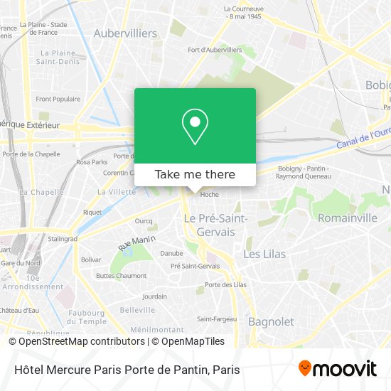 Hôtel Mercure Paris Porte de Pantin map