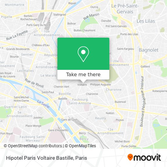 Mapa Hipotel Paris Voltaire Bastille