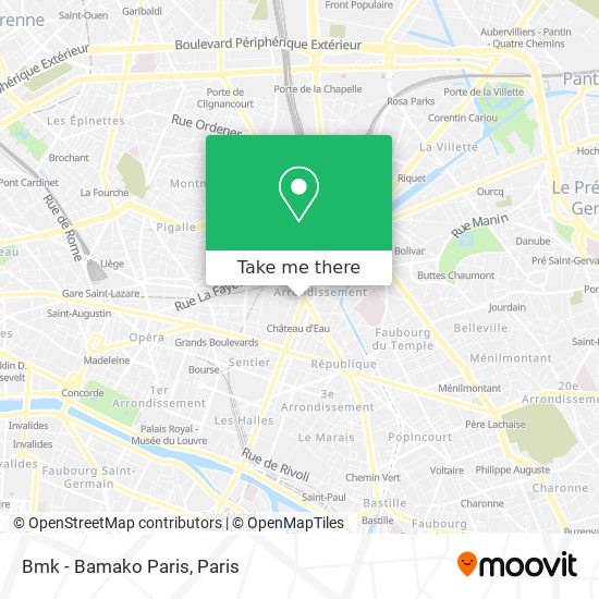 Bmk - Bamako Paris map