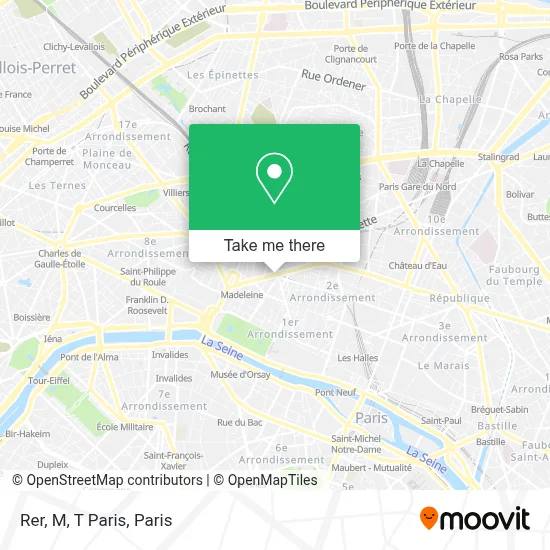 Rer, M, T Paris map