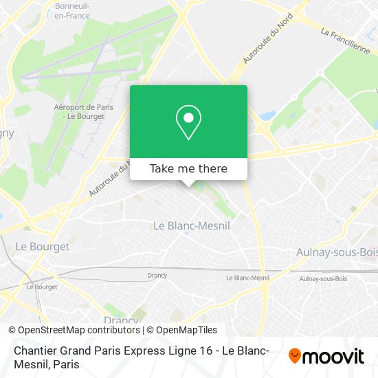 Chantier Grand Paris Express Ligne 16 - Le Blanc-Mesnil map