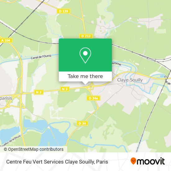 Mapa Centre Feu Vert Services Claye Souilly