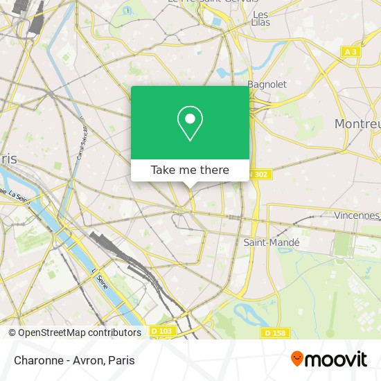 Charonne - Avron map