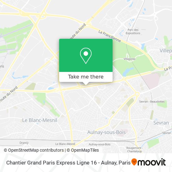 Mapa Chantier Grand Paris Express Ligne 16 - Aulnay