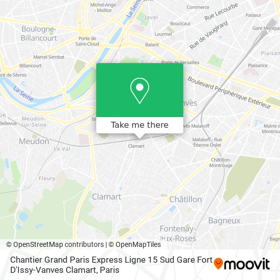 Mapa Chantier Grand Paris Express Ligne 15 Sud Gare Fort D'Issy-Vanves Clamart