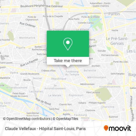 Claude Vellefaux - Hôpital Saint-Louis map