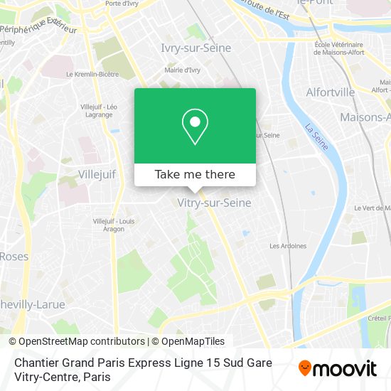 Mapa Chantier Grand Paris Express Ligne 15 Sud Gare Vitry-Centre