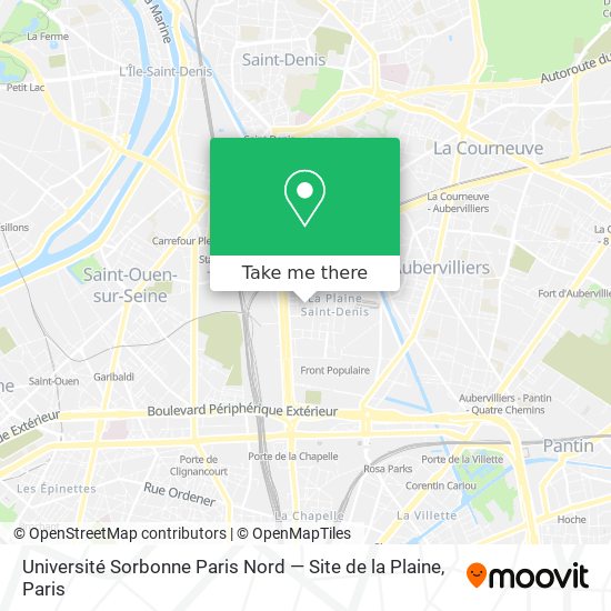 Mapa Université Sorbonne Paris Nord — Site de la Plaine