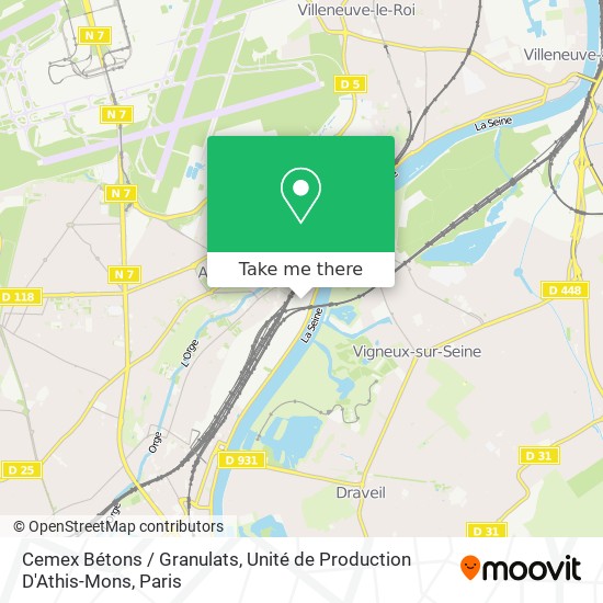 Mapa Cemex Bétons / Granulats, Unité de Production D'Athis-Mons