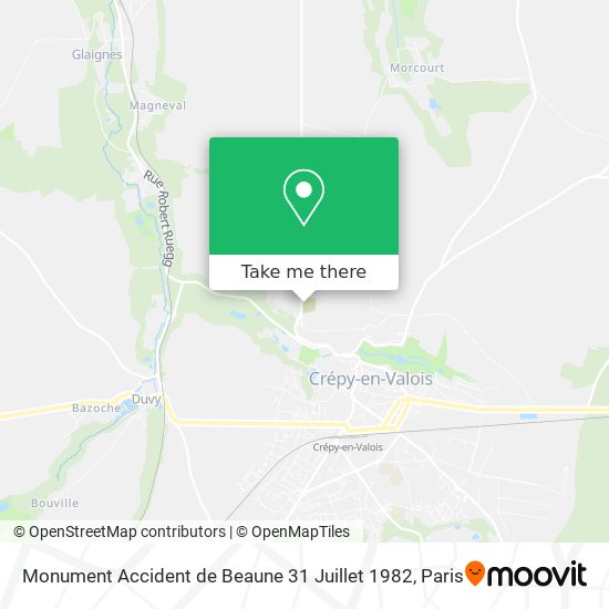 Mapa Monument Accident de Beaune 31 Juillet 1982