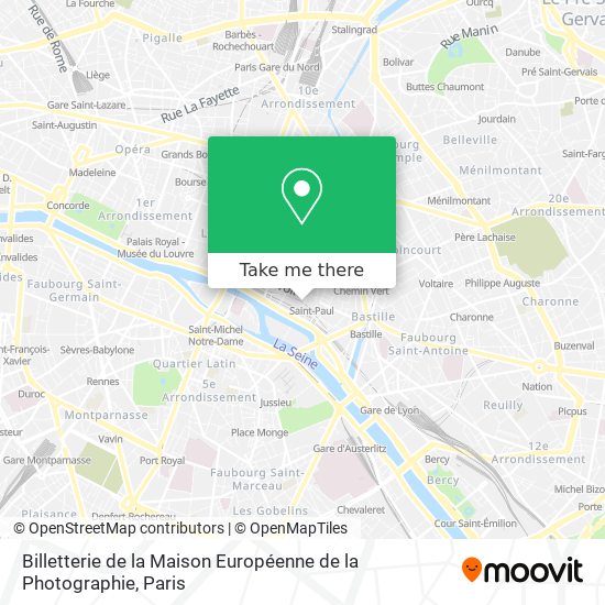 Mapa Billetterie de la Maison Européenne de la Photographie