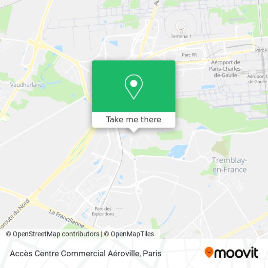 Accès Centre Commercial Aéroville map