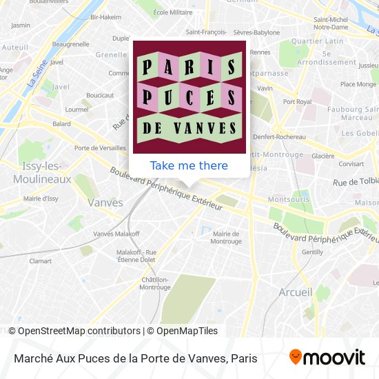 Mapa Marché Aux Puces de la Porte de Vanves