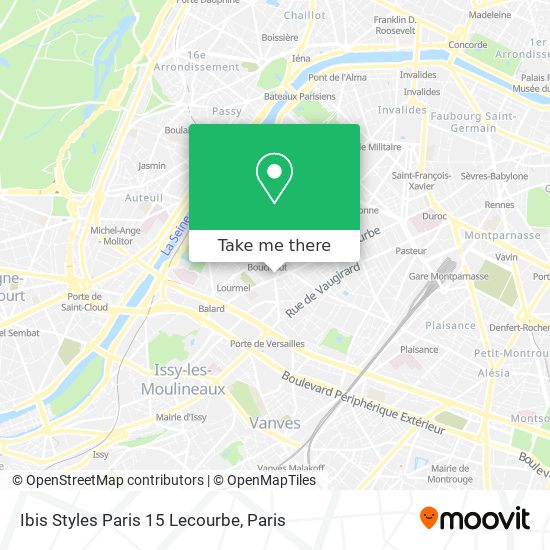 Mapa Ibis Styles Paris 15 Lecourbe