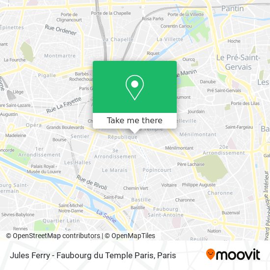Jules Ferry - Faubourg du Temple Paris map