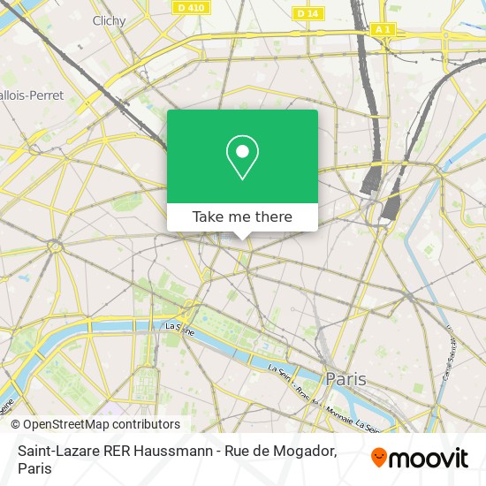 Saint-Lazare RER Haussmann - Rue de Mogador map