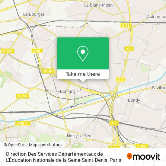 Mapa Direction Des Services Départementaux de L’Éducation Nationale de la Seine-Saint-Denis
