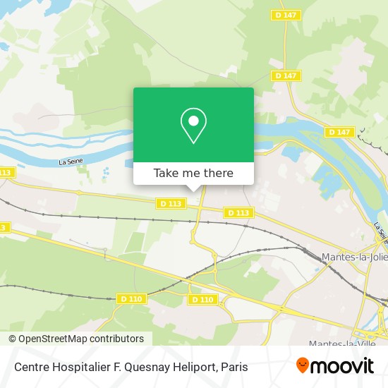 Centre Hospitalier F. Quesnay Heliport map