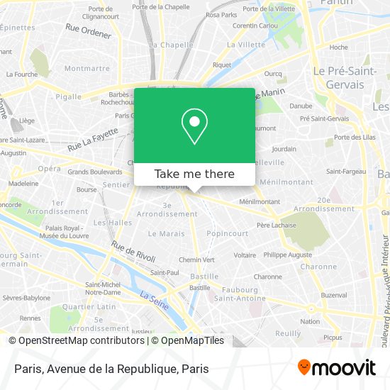 Paris, Avenue de la Republique map