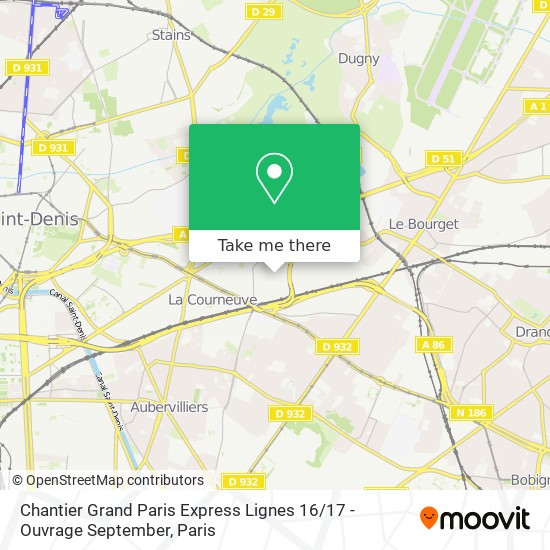 Chantier Grand Paris Express Lignes 16 / 17 - Ouvrage September map