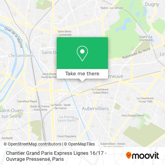 Chantier Grand Paris Express Lignes 16 / 17 - Ouvrage Pressensé map