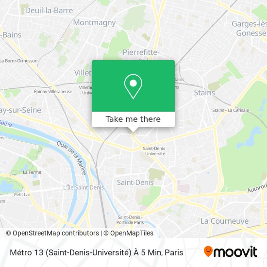 Métro 13 (Saint-Denis-Université) À 5 Min map