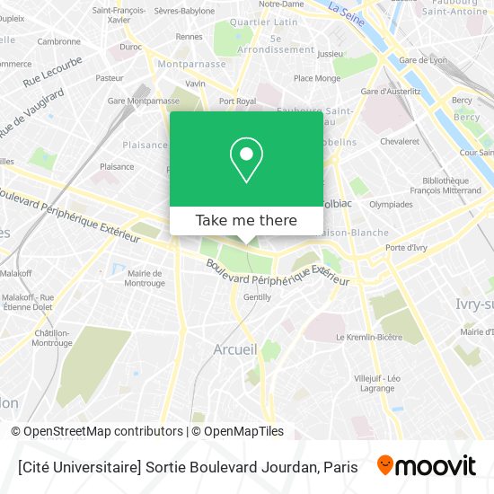 [Cité Universitaire] Sortie Boulevard Jourdan map