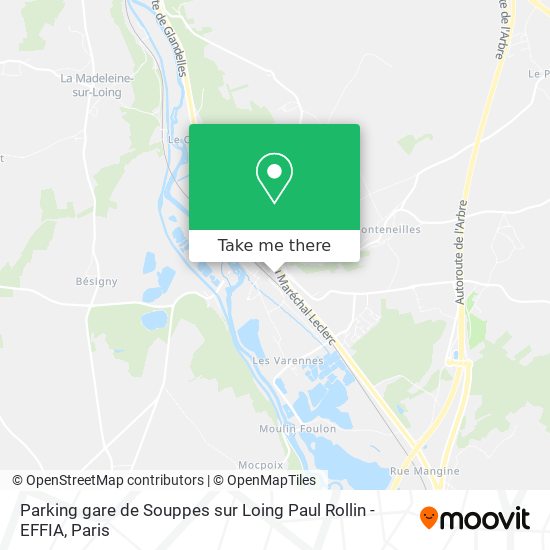 Mapa Parking gare de Souppes sur Loing Paul Rollin - EFFIA
