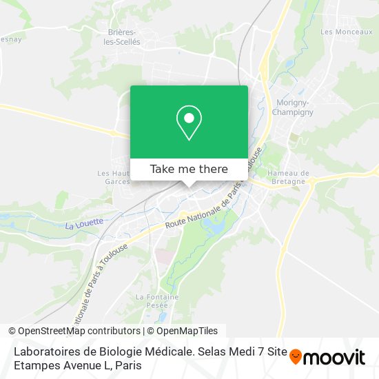 Mapa Laboratoires de Biologie Médicale. Selas Medi 7 Site Etampes Avenue L