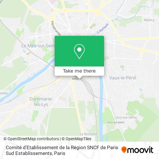 Mapa Comité d'Etablissement de la Région SNCF de Paris Sud Establissements