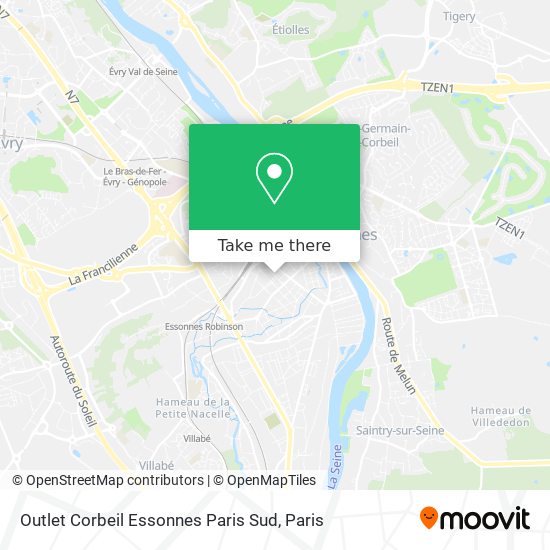 Outlet Corbeil Essonnes Paris Sud map