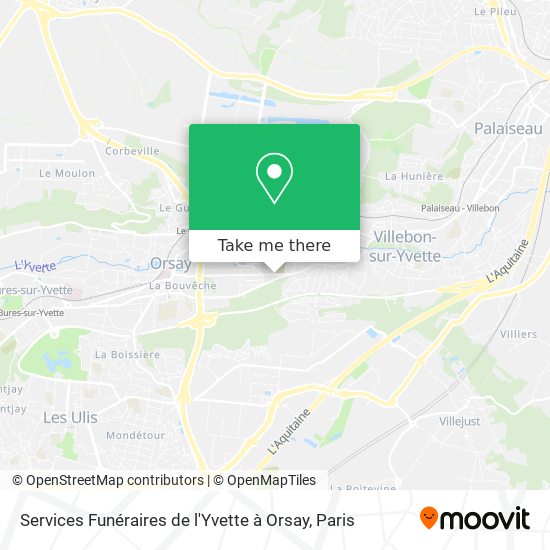 Mapa Services Funéraires de l'Yvette à Orsay