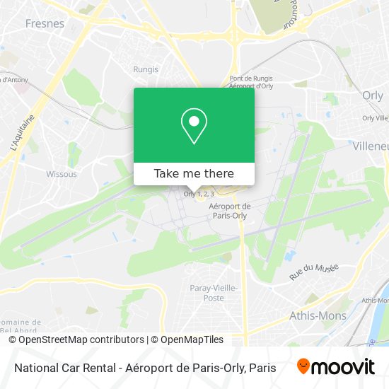 National Car Rental - Aéroport de Paris-Orly map