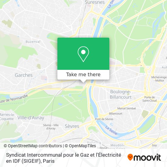 Mapa Syndicat Intercommunal pour le Gaz et l'Électricité en IDF (SIGEIF)