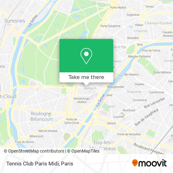 Mapa Tennis Club Paris Midi