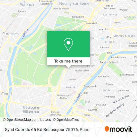Synd Copr du 65 Bd Beausejour 75016 map