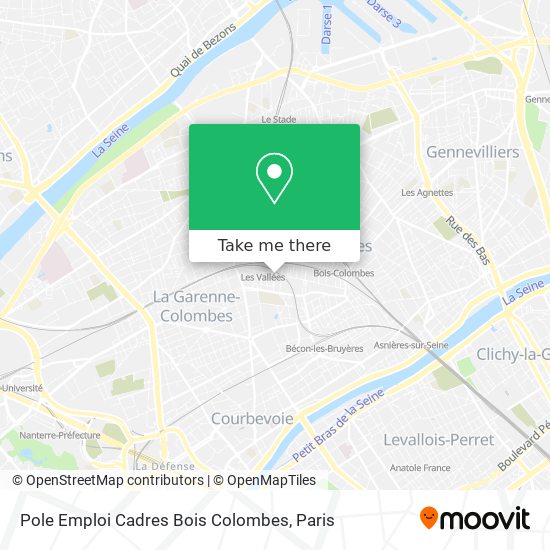 Pole Emploi Cadres Bois Colombes map