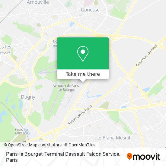 Mapa Paris-le Bourget-Terminal Dassault Falcon Service