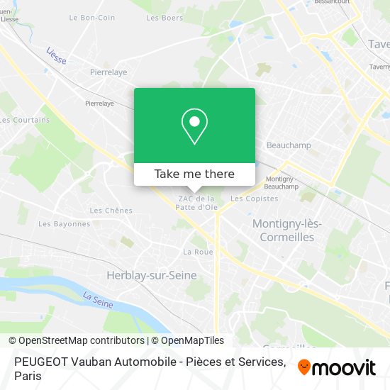 Mapa PEUGEOT Vauban Automobile - Pièces et Services