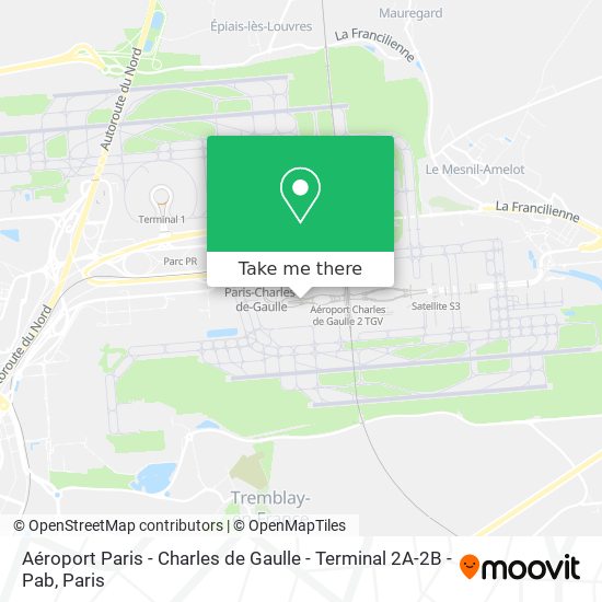Aéroport Paris - Charles de Gaulle - Terminal 2A-2B - Pab map