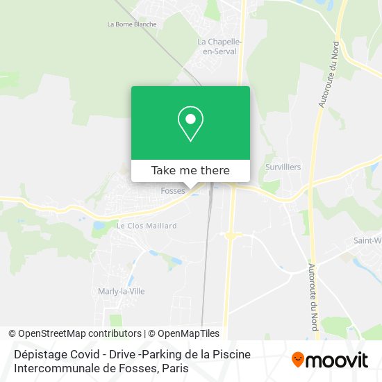 Dépistage Covid - Drive -Parking de la Piscine Intercommunale de Fosses map