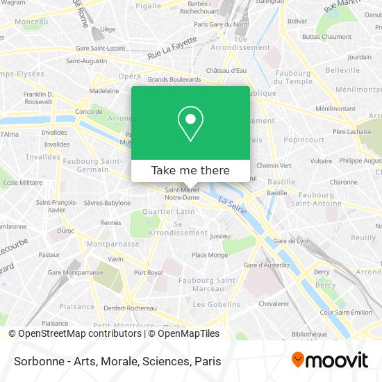 Mapa Sorbonne - Arts, Morale, Sciences