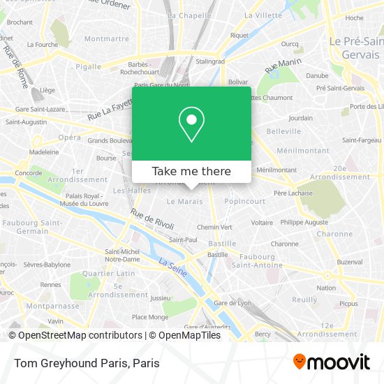 Mapa Tom Greyhound Paris