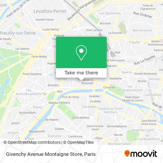 Mapa Givenchy Avenue Montaigne Store