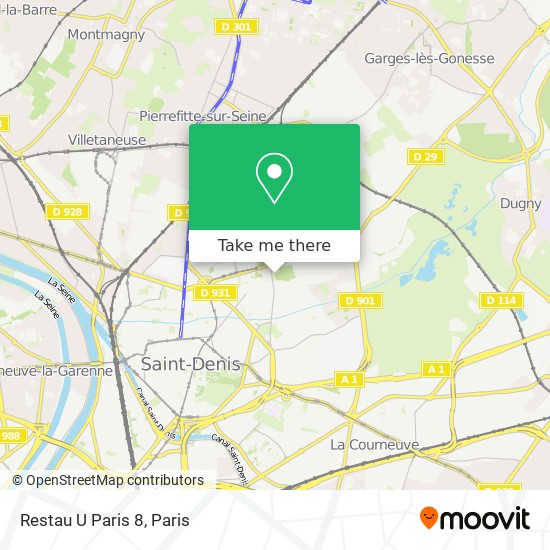 Restau U Paris 8 map