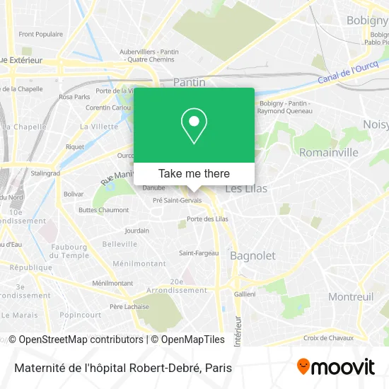 Maternité de l'hôpital Robert-Debré map