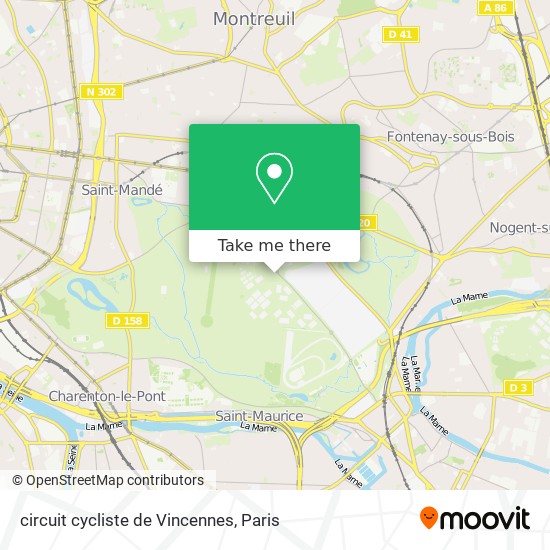 Mapa circuit cycliste de Vincennes
