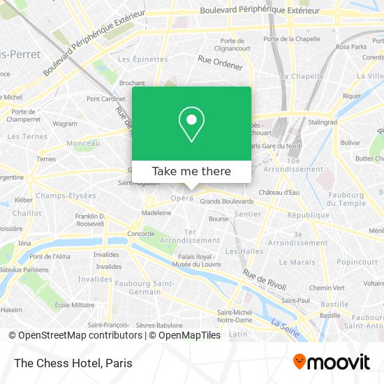 How to get to The Chess Hotel in Paris by Bus, Metro, Train or RER?