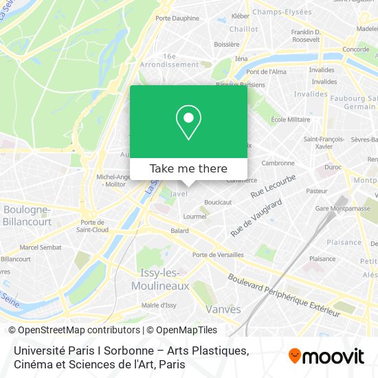 Mapa Université Paris I Sorbonne – Arts Plastiques, Cinéma et Sciences de l'Art